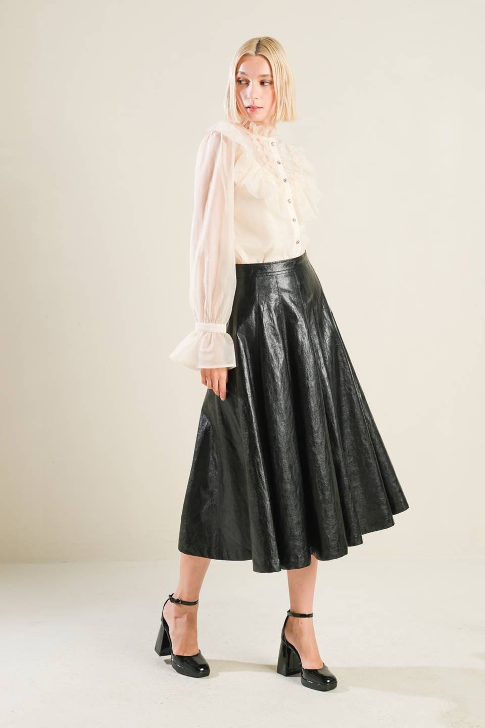 MY HEART TO YOU LEATHER MIDI SKIRT - Mack & Harvie