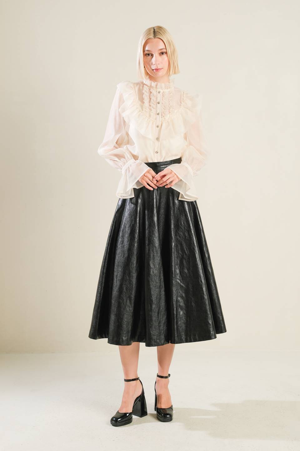 MY HEART TO YOU LEATHER MIDI SKIRT - Mack & Harvie
