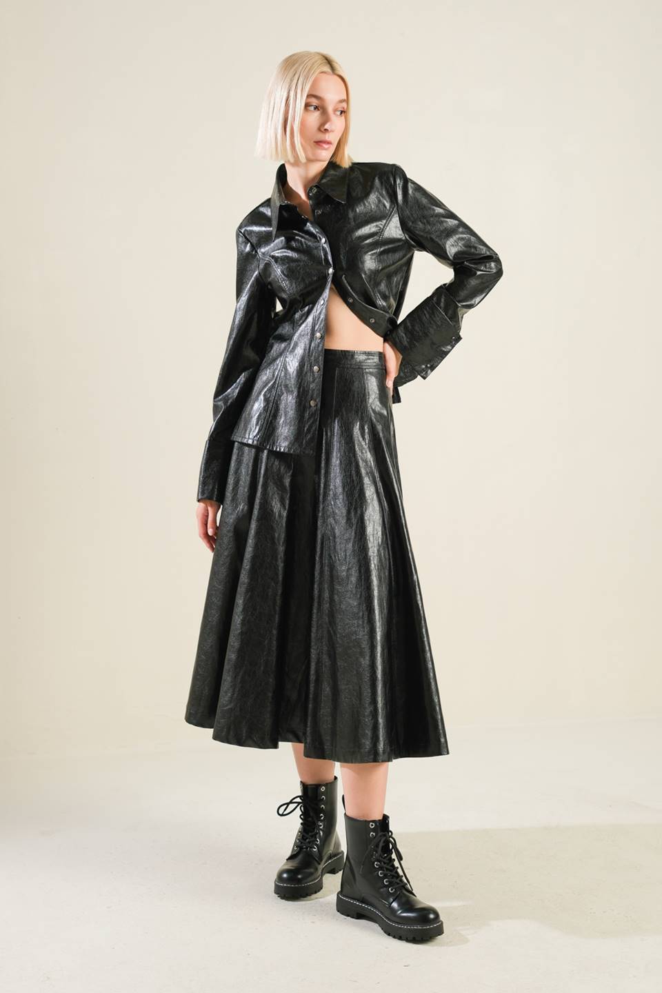 MY HEART TO YOU LEATHER MIDI SKIRT - Mack & Harvie