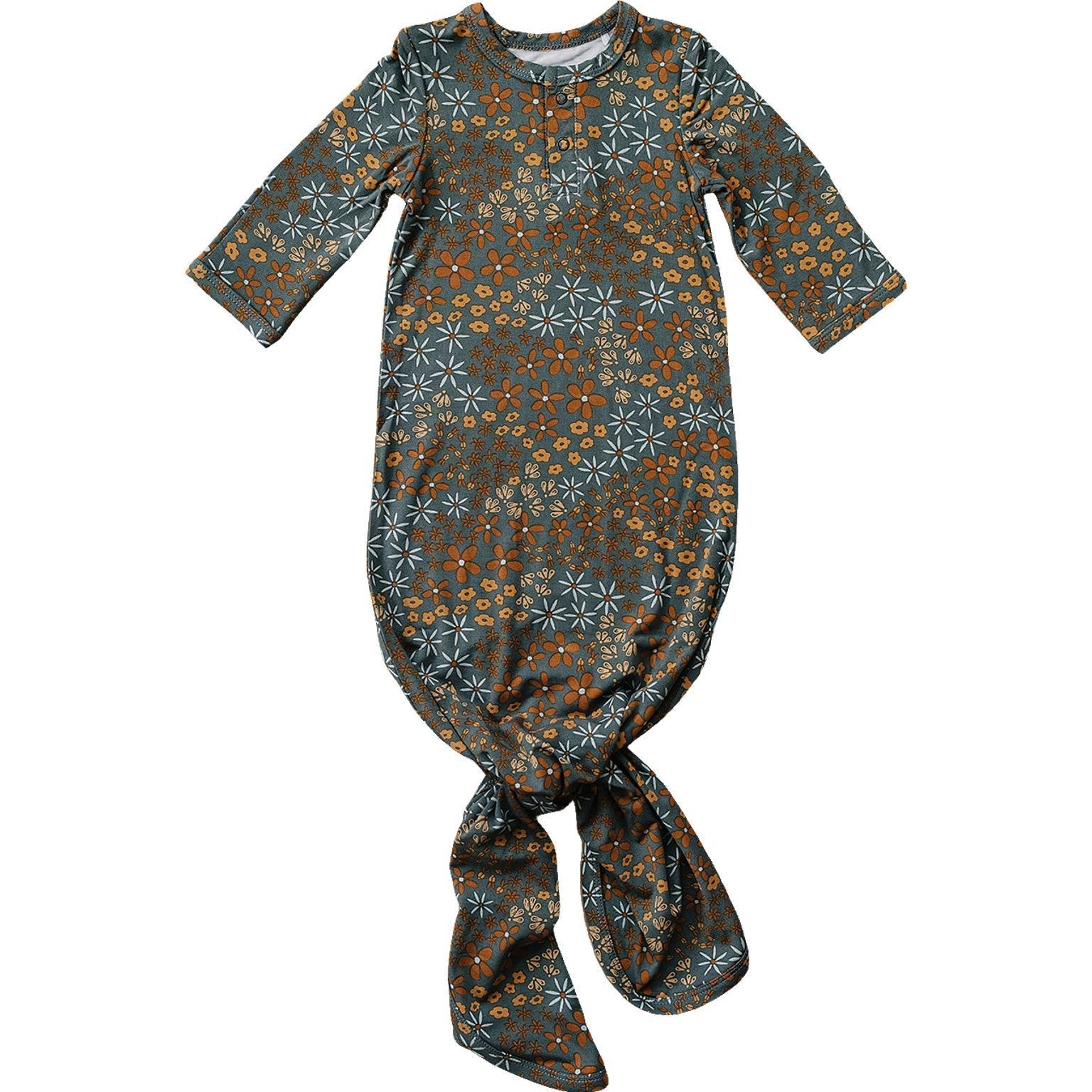 Navy Floral Bamboo Knot Gown - Mack & Harvie