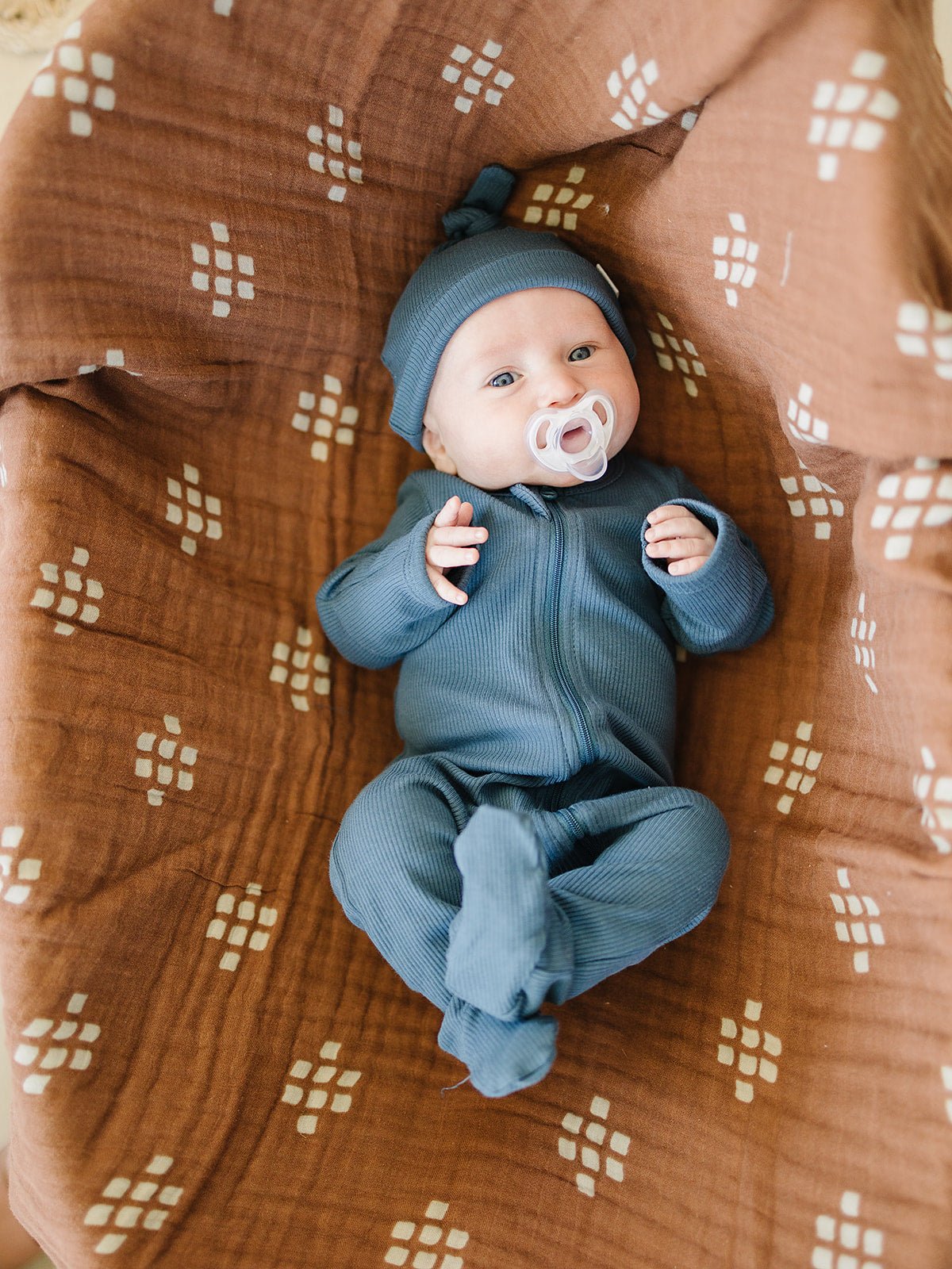 Navy Organic Cotton Ribbed Zipper - Mack & Harvie