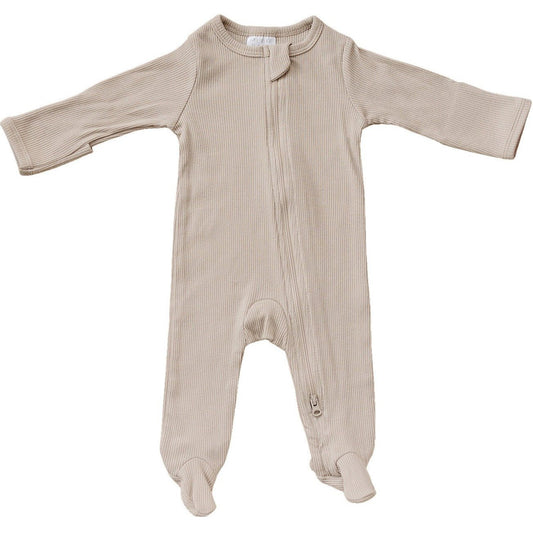 Oatmeal Organic Cotton Ribbed Zipper - Mack & Harvie