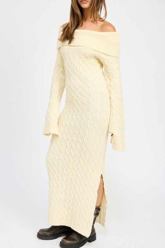 OFF SHOULDER MAXI CABLE DRESS - Mack & Harvie