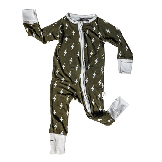 Olive Bolt Zipper Jammies - Mack & Harvie