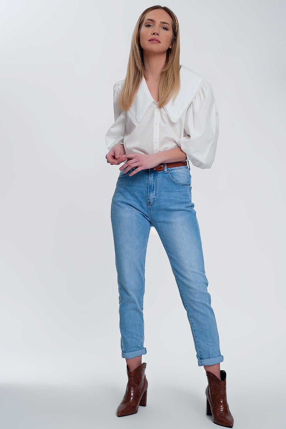 Oversized Collared Shirt in White - Mack & Harvie