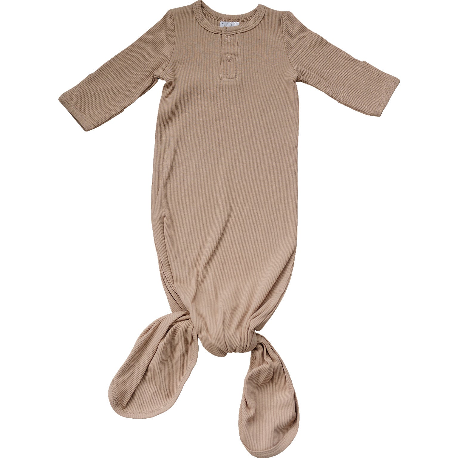 Pale Pink Organic Cotton Ribbed Knot Gown - Mack & Harvie
