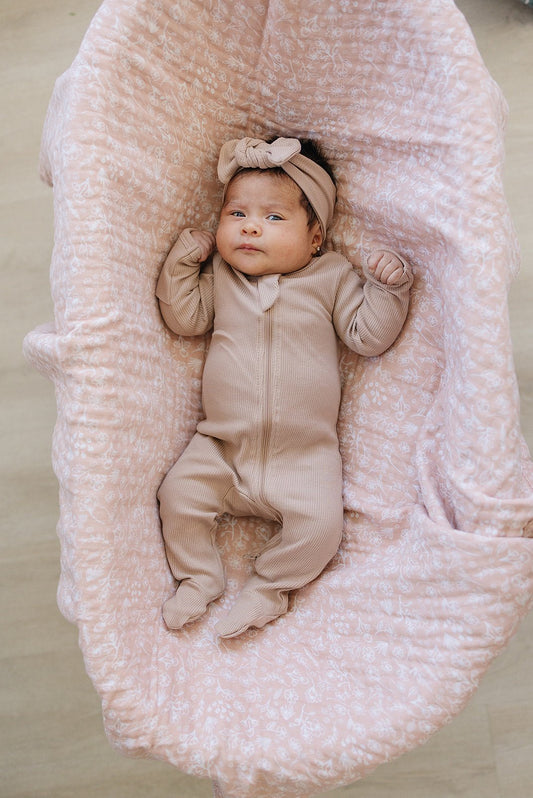 Pale Pink Organic Cotton Ribbed Zipper - Mack & Harvie