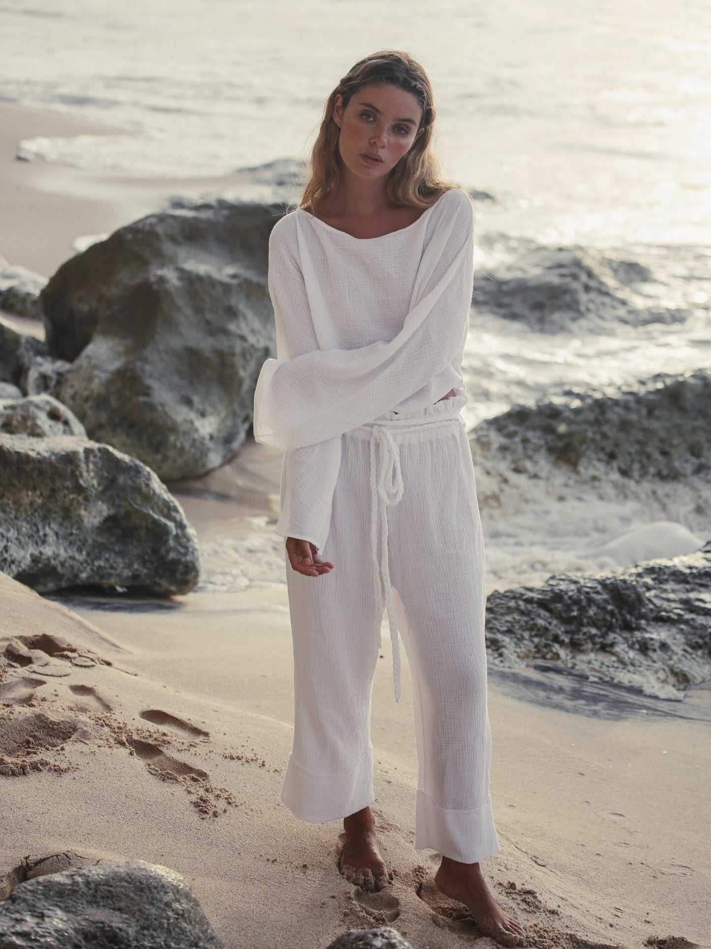 Paloma Paper Bag Pants - White - Mack & Harvie