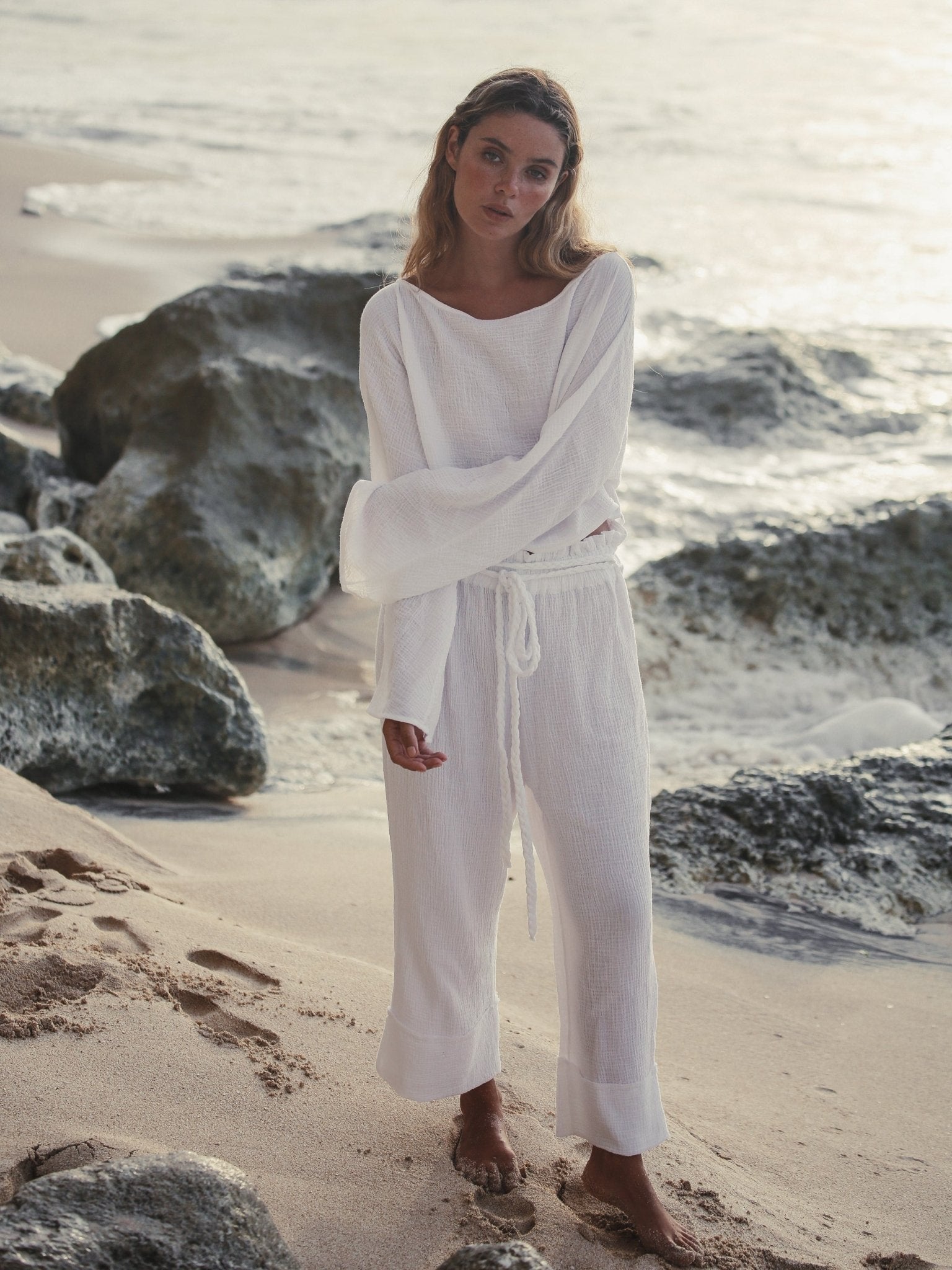 Paloma Paper Bag Pants - White - Mack & Harvie