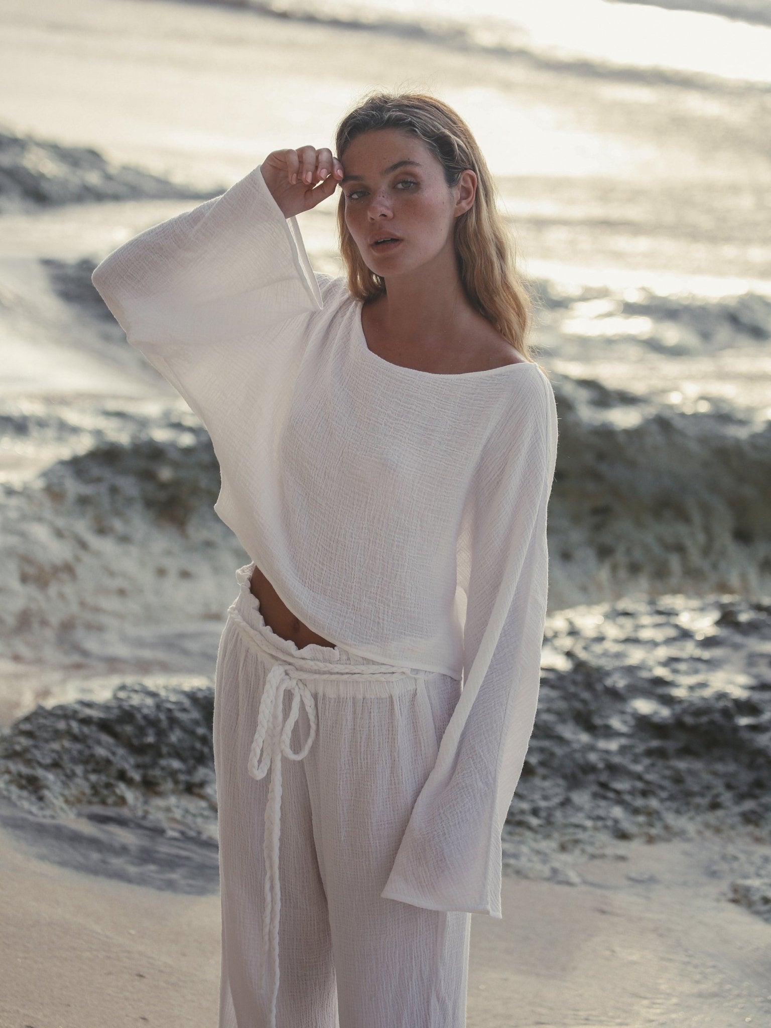 Paloma Paper Bag Pants - White - Mack & Harvie