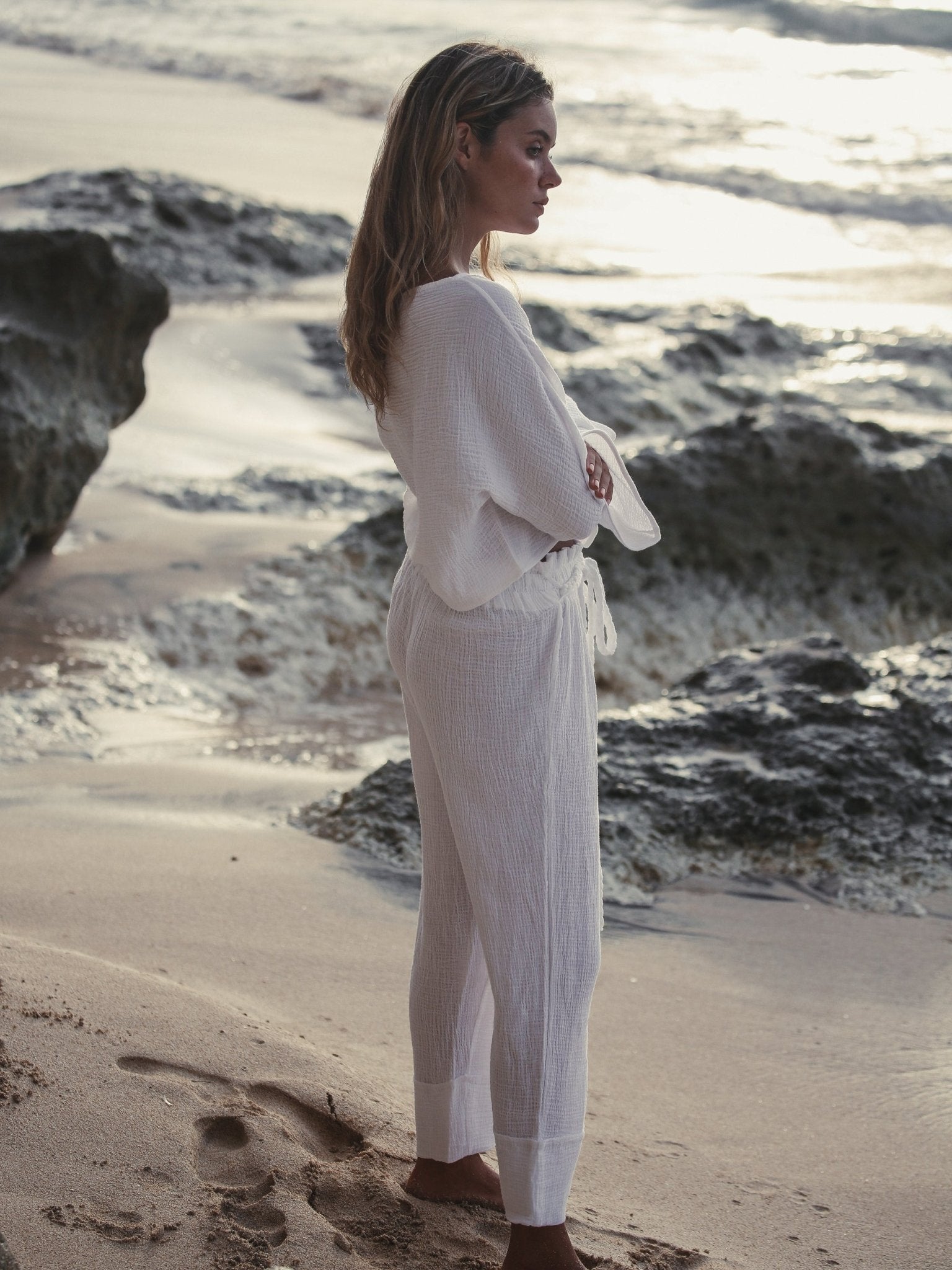Paloma Paper Bag Pants - White - Mack & Harvie