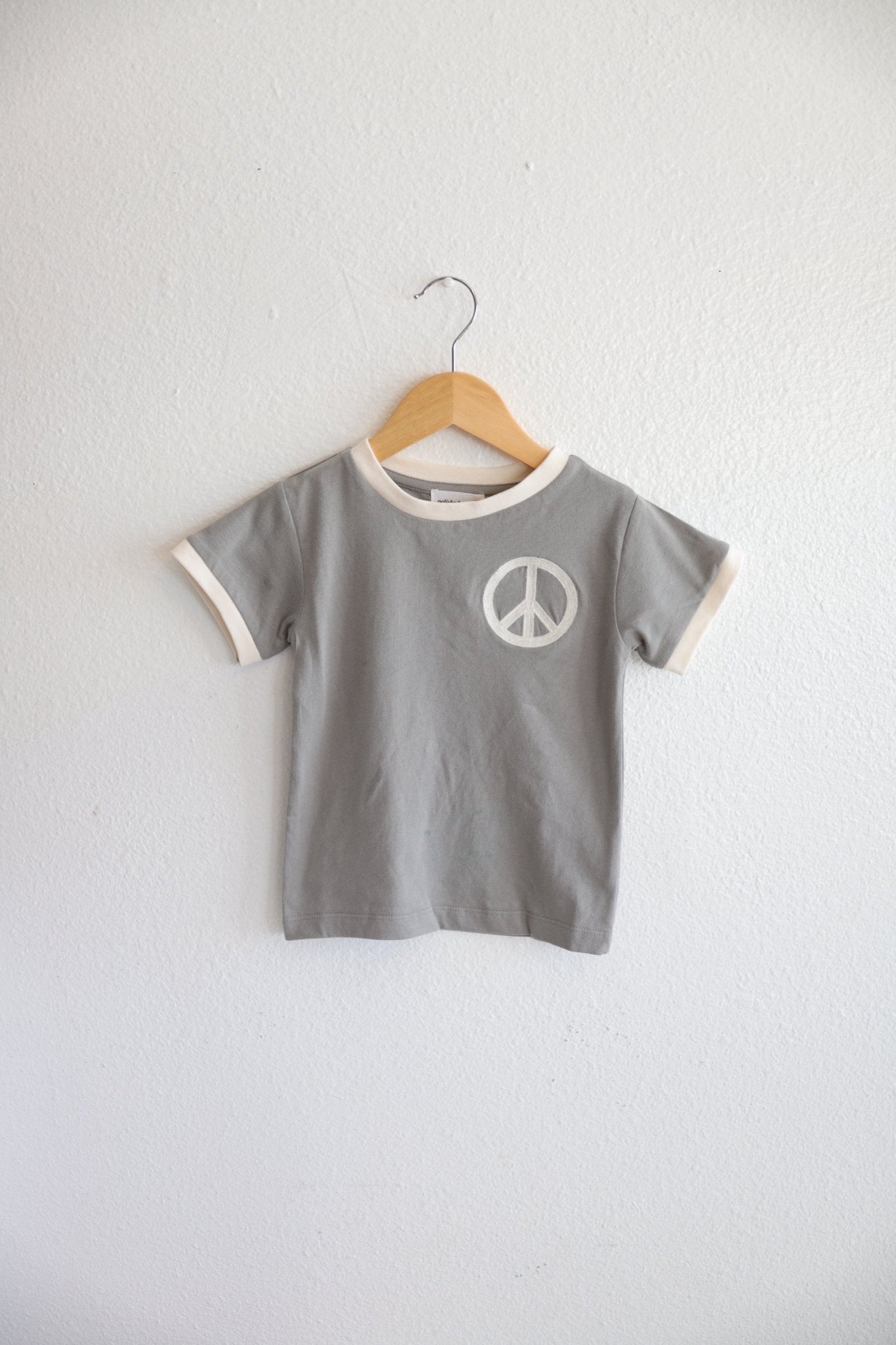 Peace Embroidered Ringer in Moon - Mack & Harvie