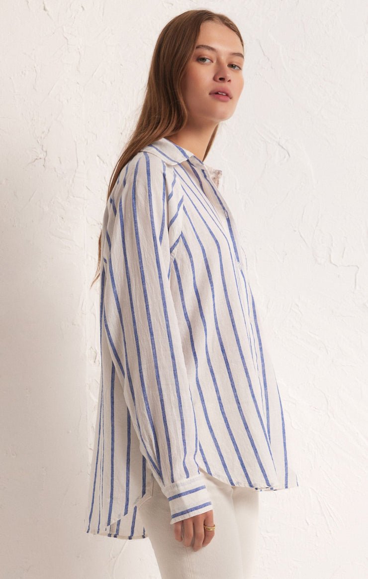 PERFECT LINEN STRIPE TOP