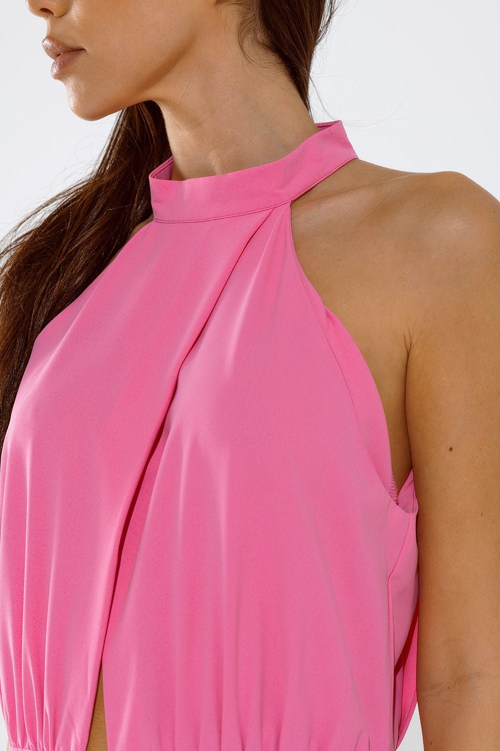 Pink Jumpuits With Top Crossed and High Collar - Mack & Harvie