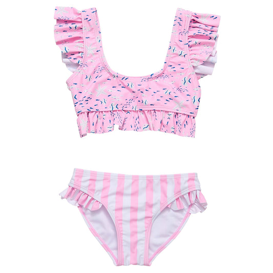 Pink Sea Frilled Crop Bikini - Mack & Harvie