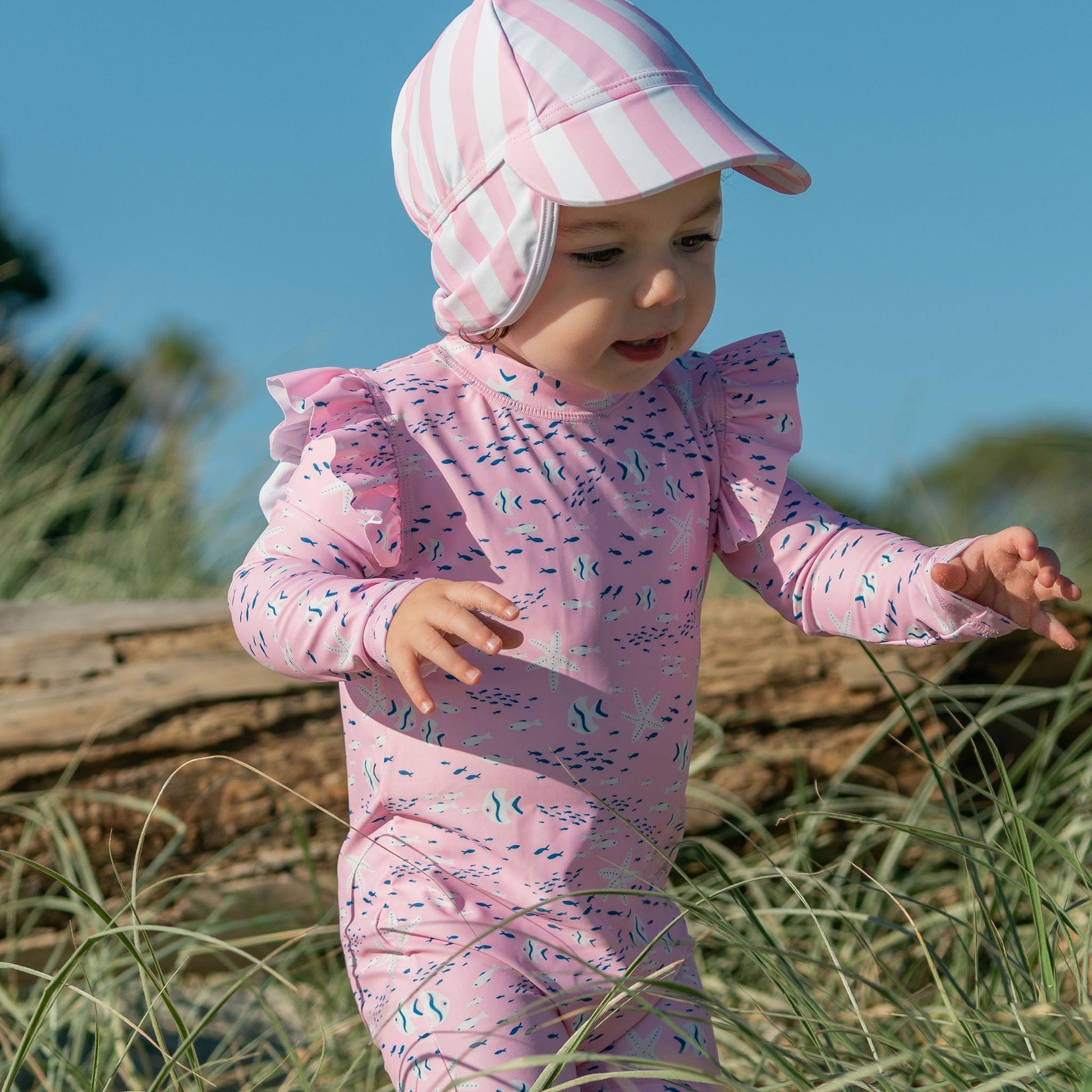 Pink Stripe Floating Flap Hat - Mack & Harvie