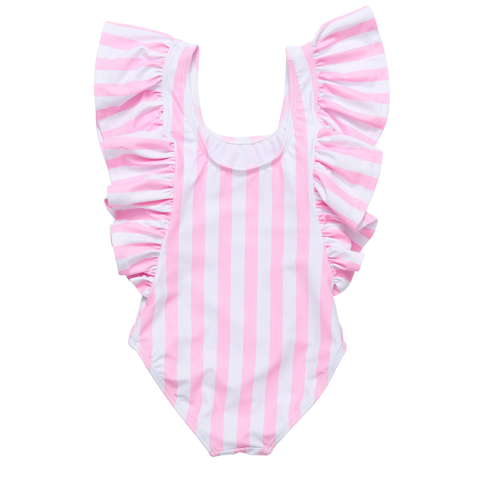 Pink Stripe Wide Frill Swimsuit - Mack & Harvie