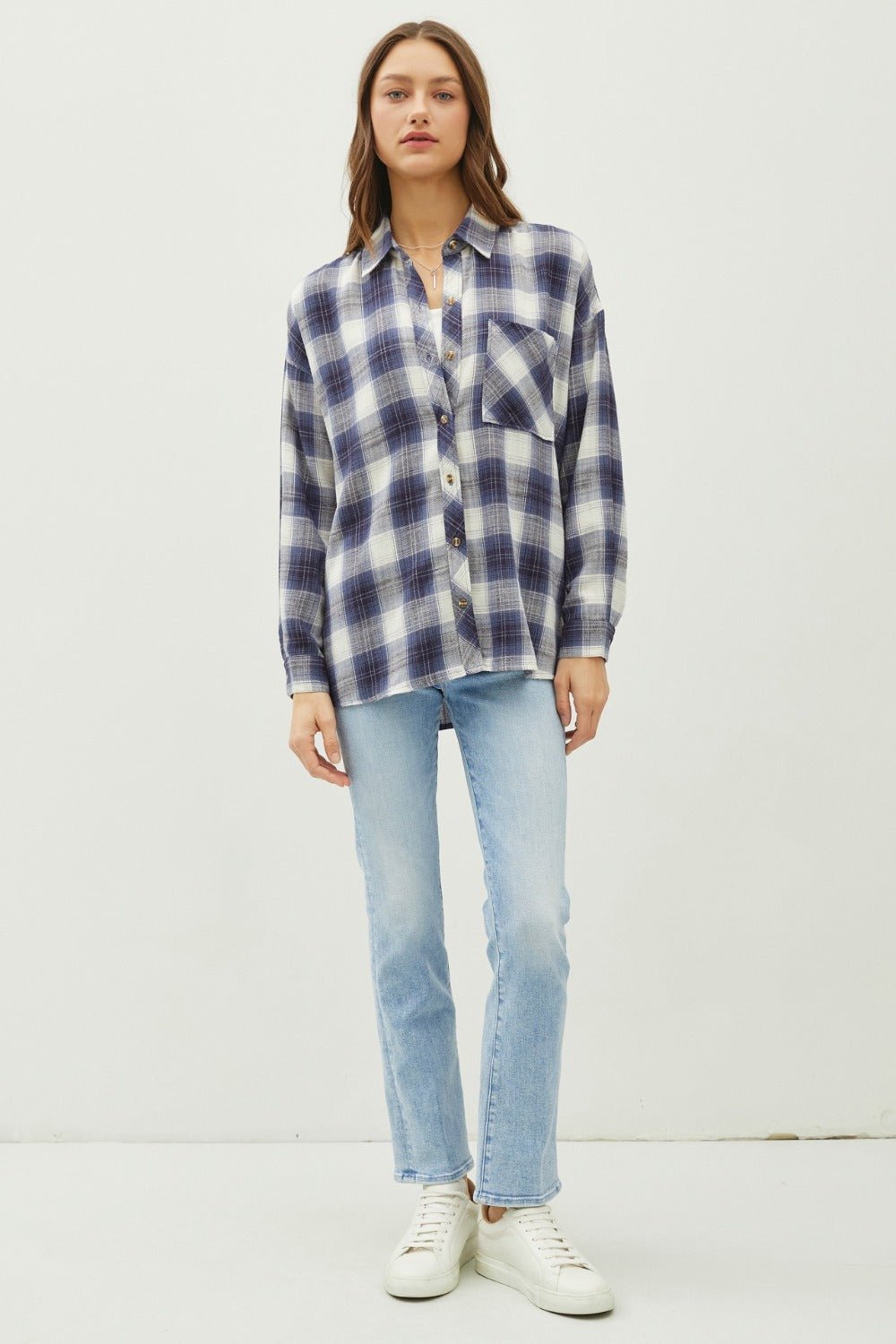 Plaid Flannel Button Down Shirt with Chest Pocket - Mack & Harvie