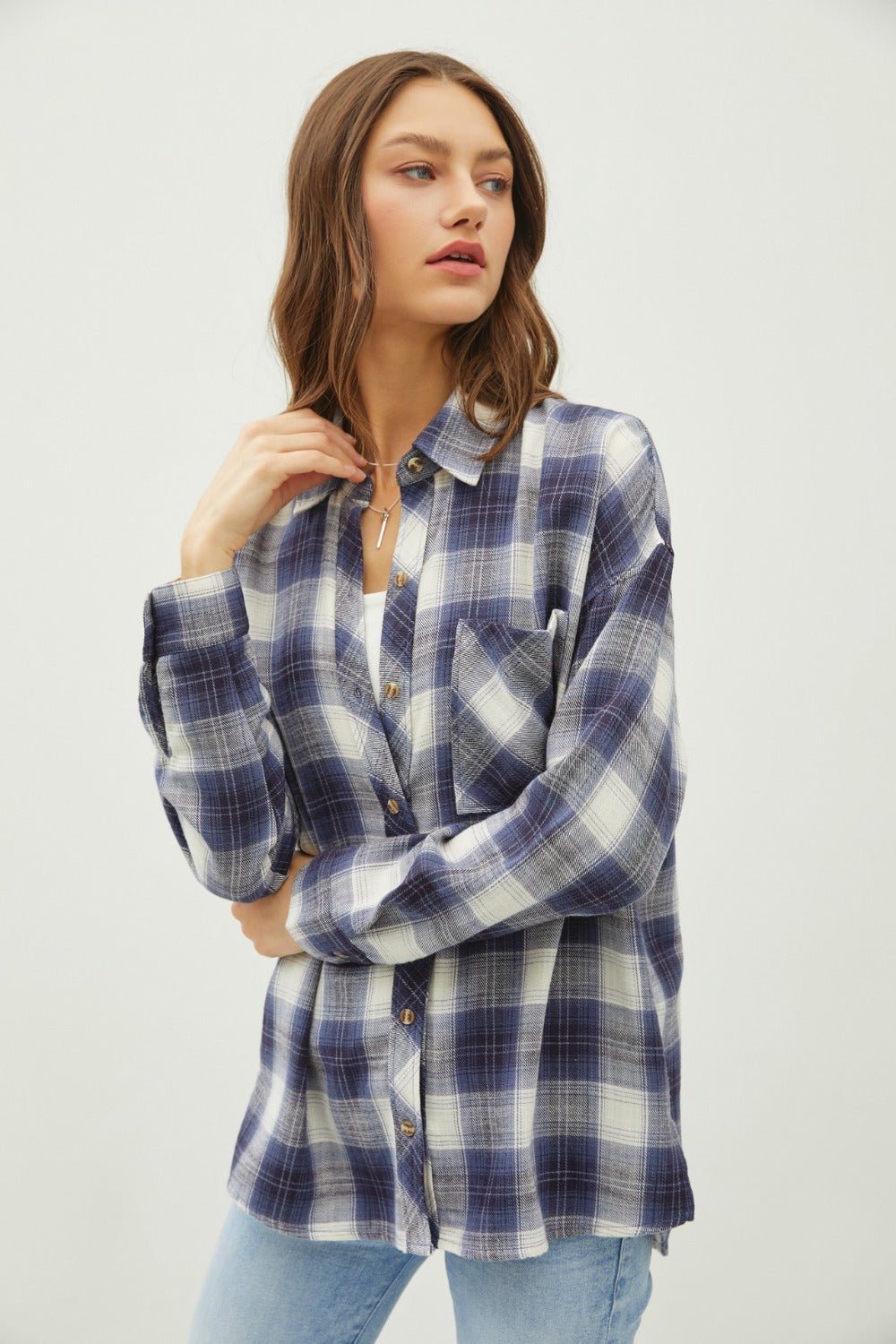 Plaid Flannel Button Down Shirt with Chest Pocket - Mack & Harvie