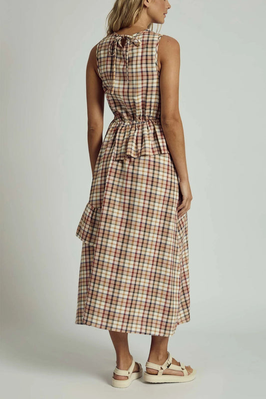 Plaid Ruffle Mide Dress