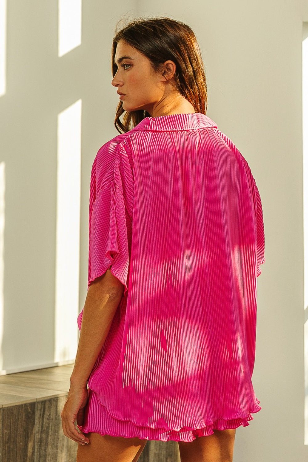 Pleated Short Sleeve Shirt and Shorts Set - Mack & Harvie