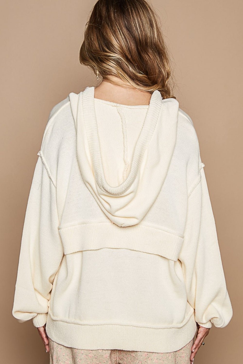 POL Half Zip Drop Shoulder Hooded Sweater - Mack & Harvie