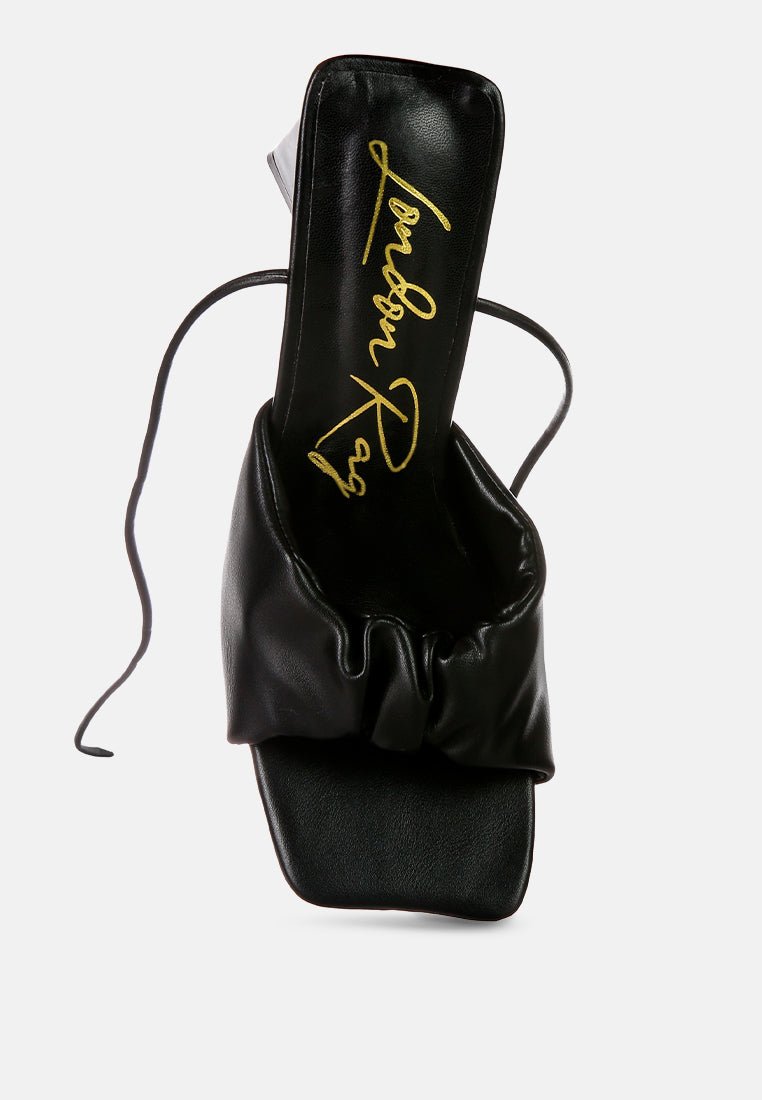 Primavera Ruched Triangular Heel Lace Up Sandal - Mack & Harvie
