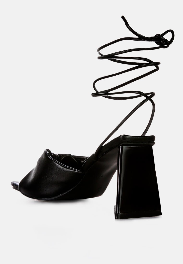 Primavera Ruched Triangular Heel Lace Up Sandal - Mack & Harvie