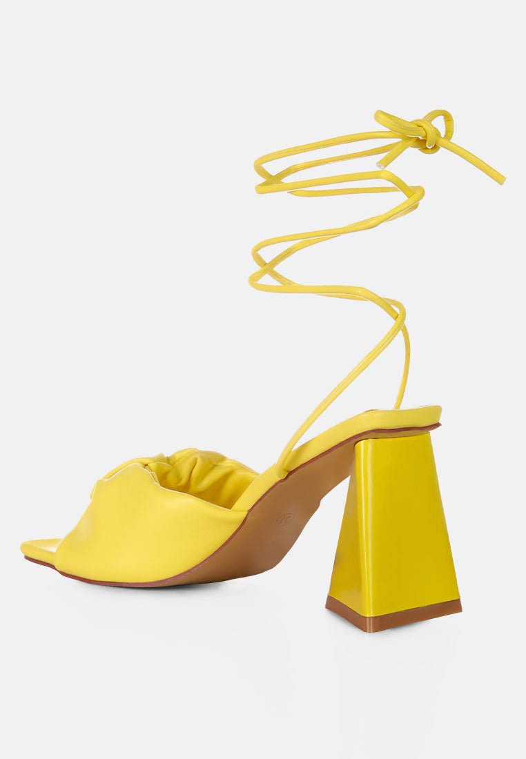 Primavera Ruched Triangular Heel Lace Up Sandal - Mack & Harvie