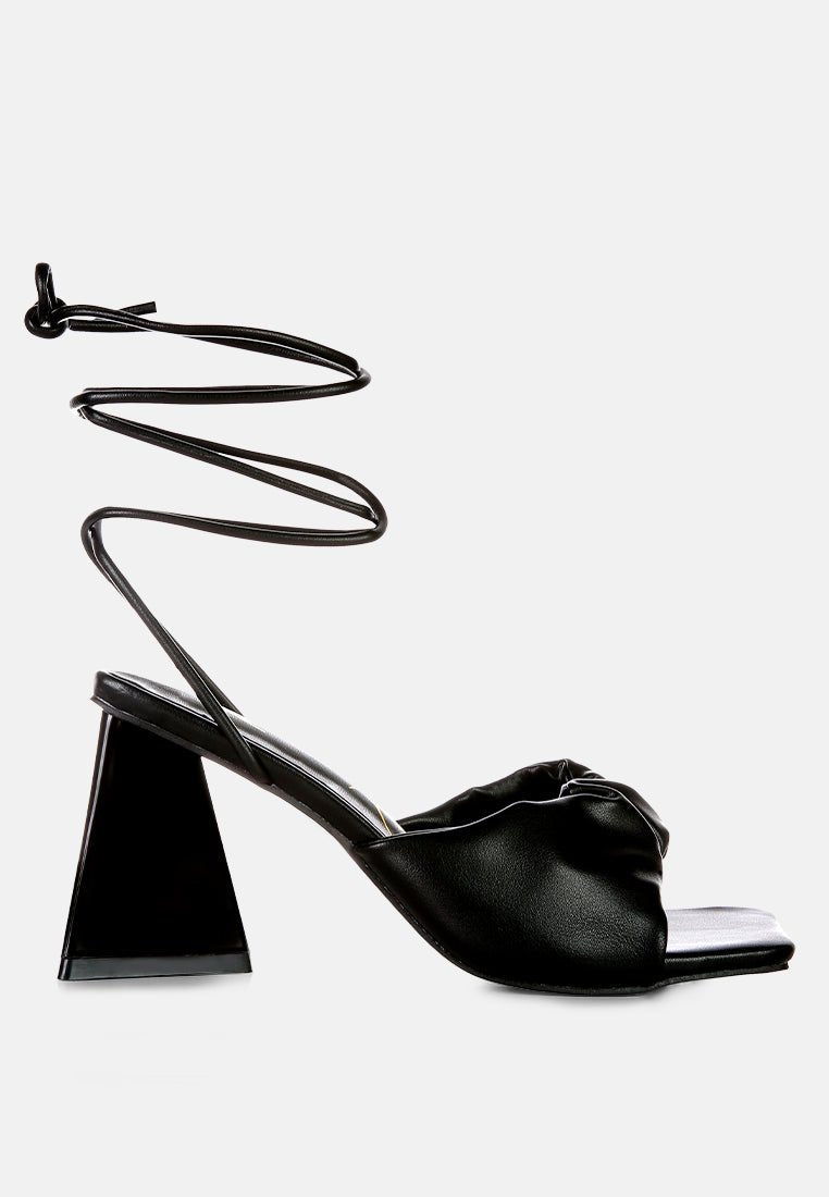 Primavera Ruched Triangular Heel Lace Up Sandal - Mack & Harvie