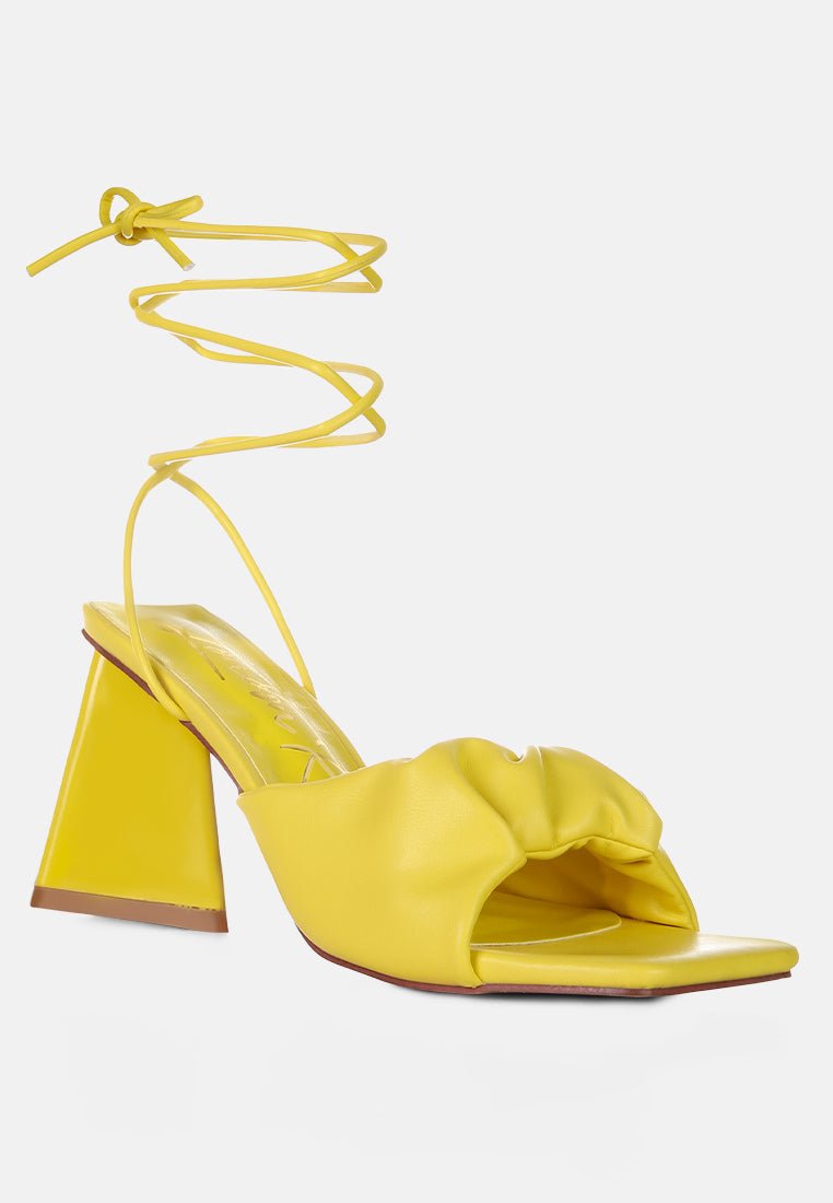 Primavera Ruched Triangular Heel Lace Up Sandal - Mack & Harvie