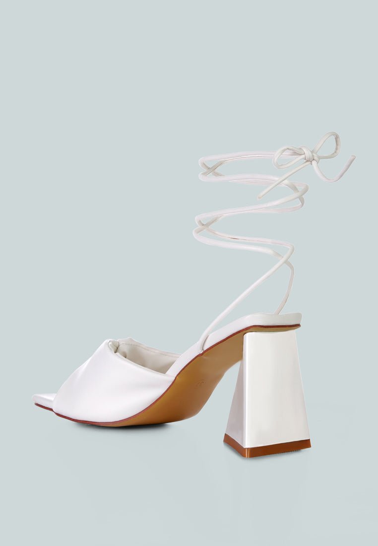 Primavera Ruched Triangular Heel Lace Up Sandal - Mack & Harvie