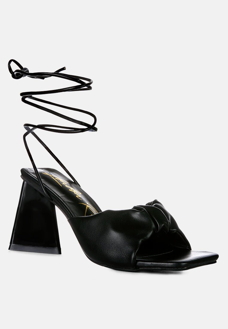 Primavera Ruched Triangular Heel Lace Up Sandal - Mack & Harvie
