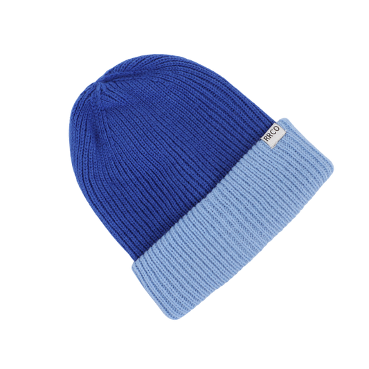Thick Knit Beanie Dark Blue/Light Blue