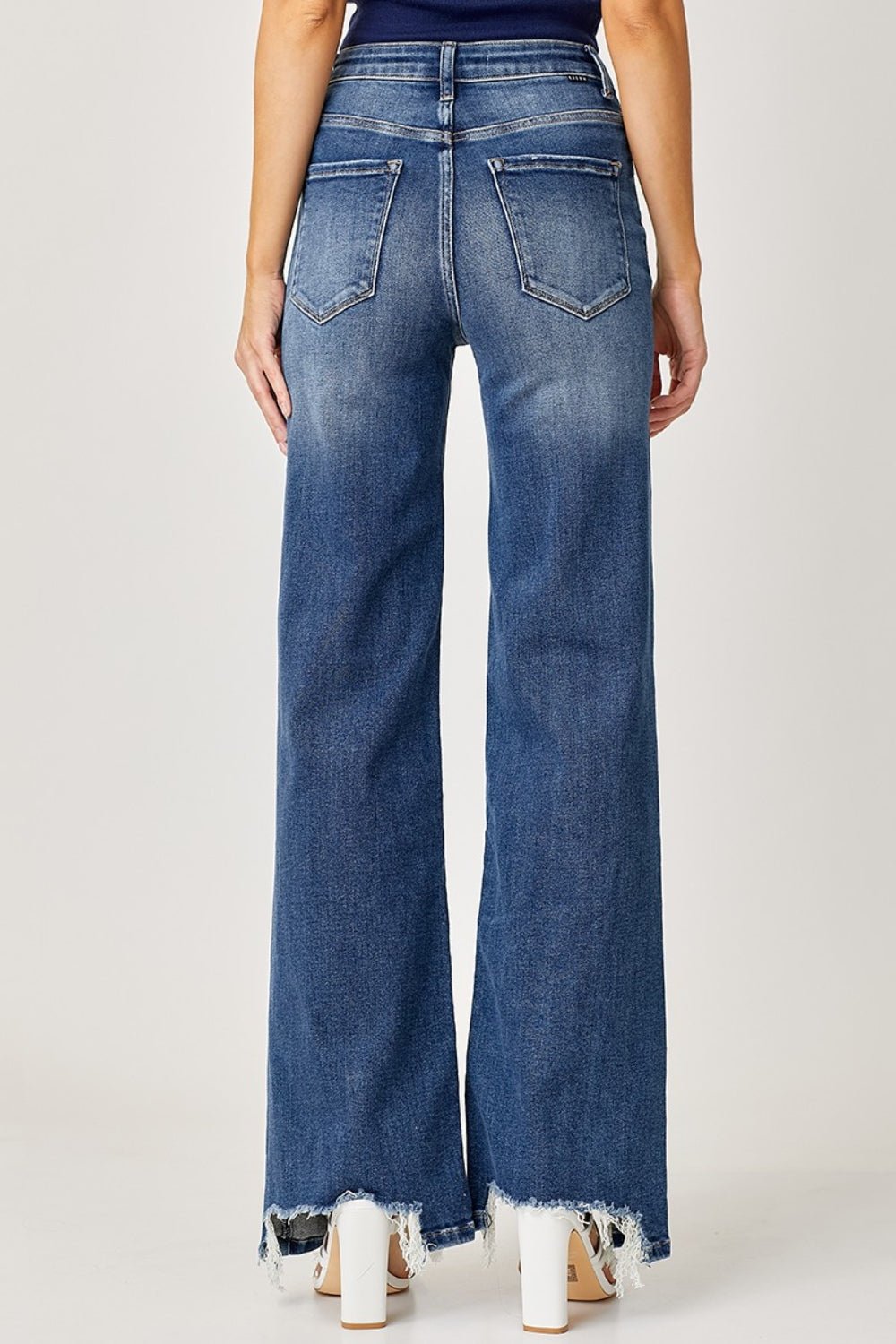 Risen Full Size High Rise Frayed Hem Wide Leg Jeans - Mack & Harvie