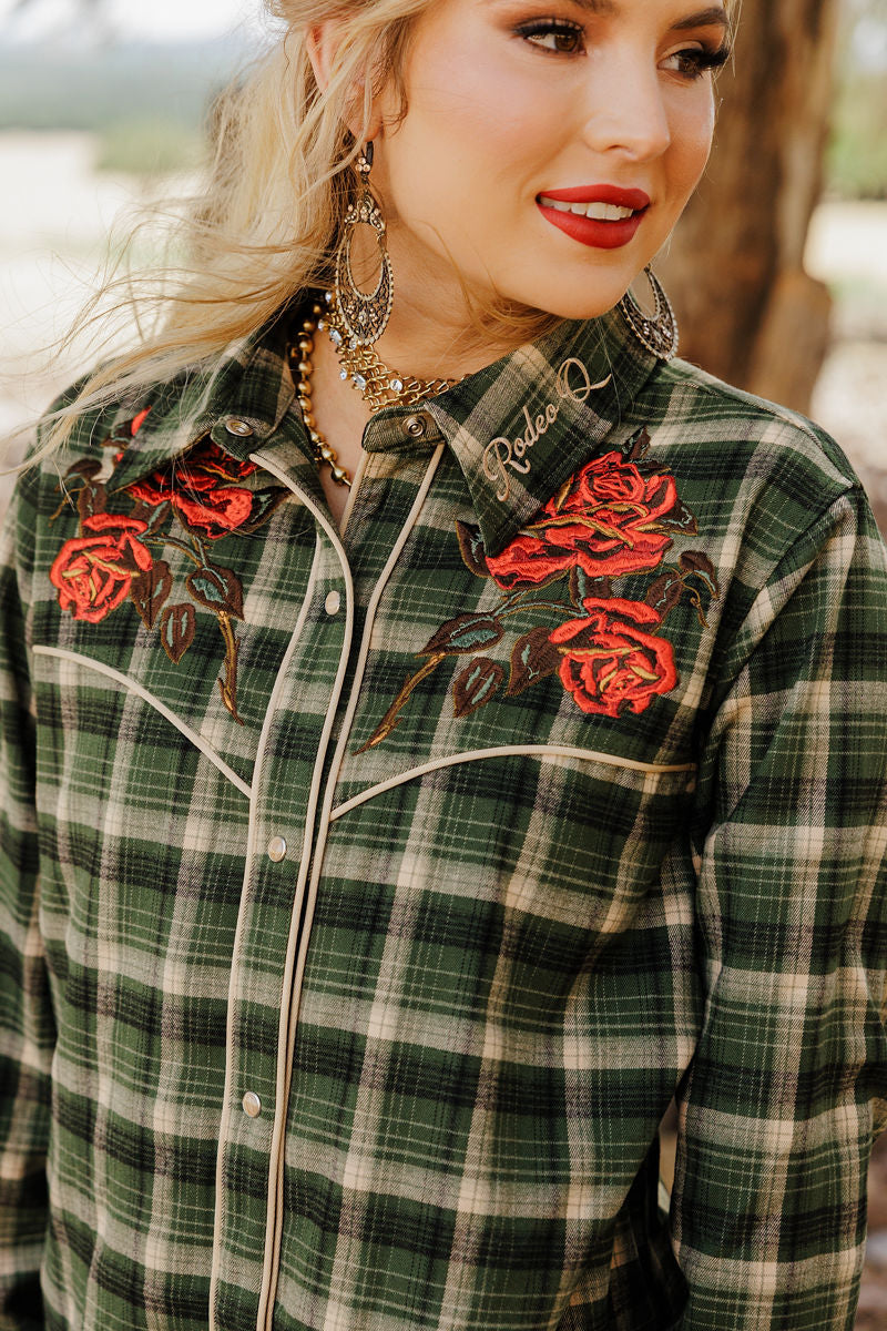 Plaid Petal Rodeo Button Up