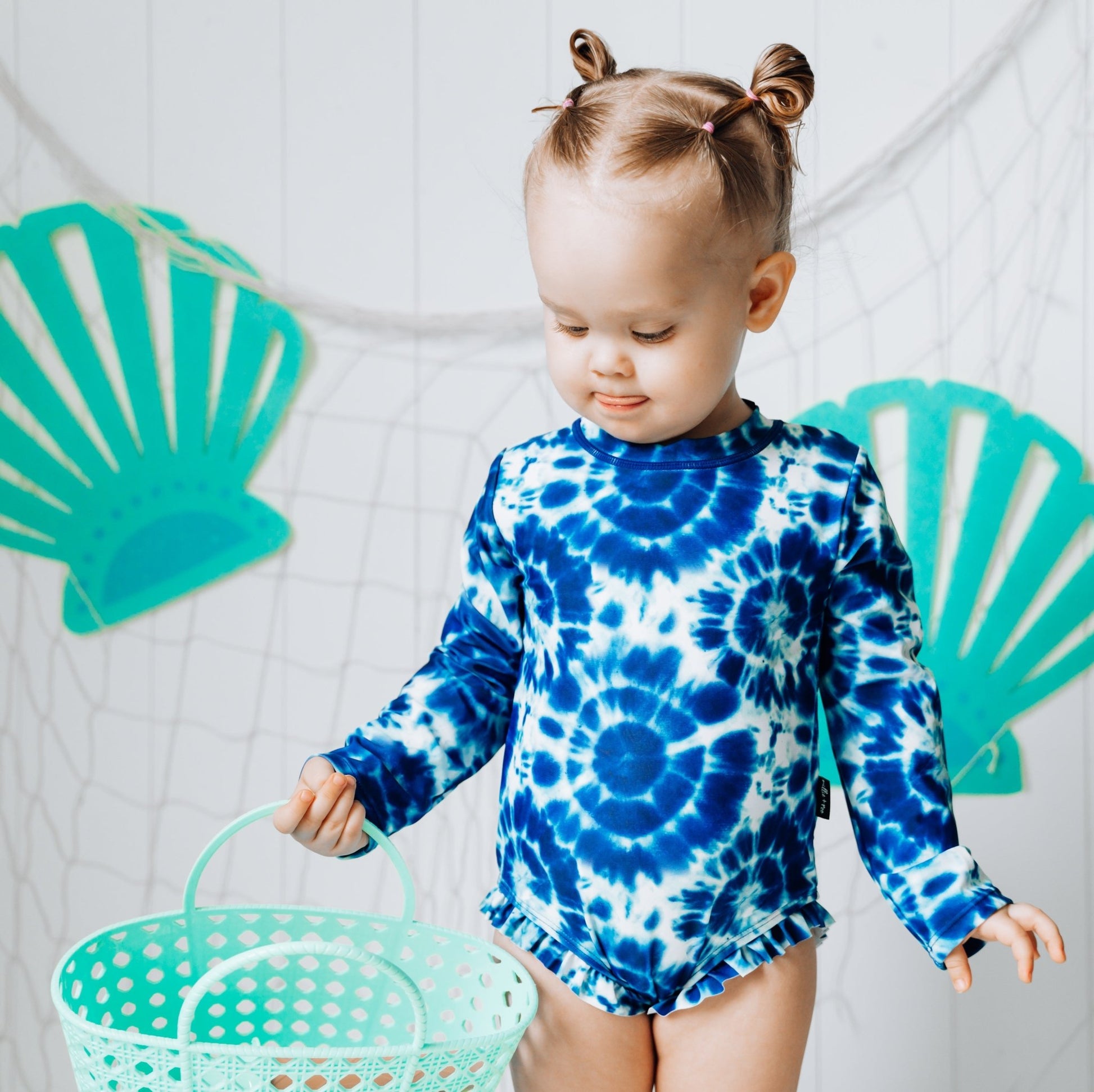 RUFFLE RASH GUARD- Blue Tie Dye - Mack & Harvie