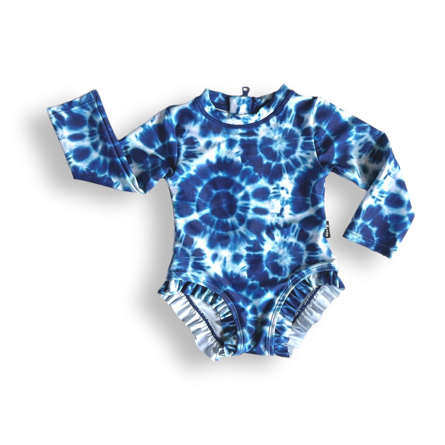 RUFFLE RASH GUARD- Blue Tie Dye - Mack & Harvie