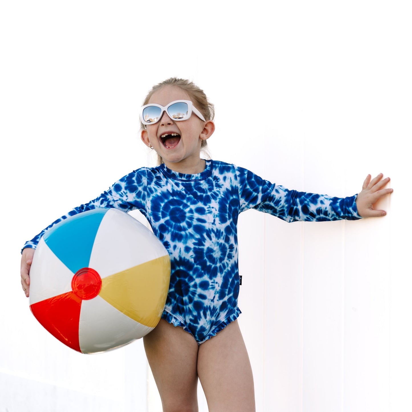 RUFFLE RASH GUARD- Blue Tie Dye - Mack & Harvie
