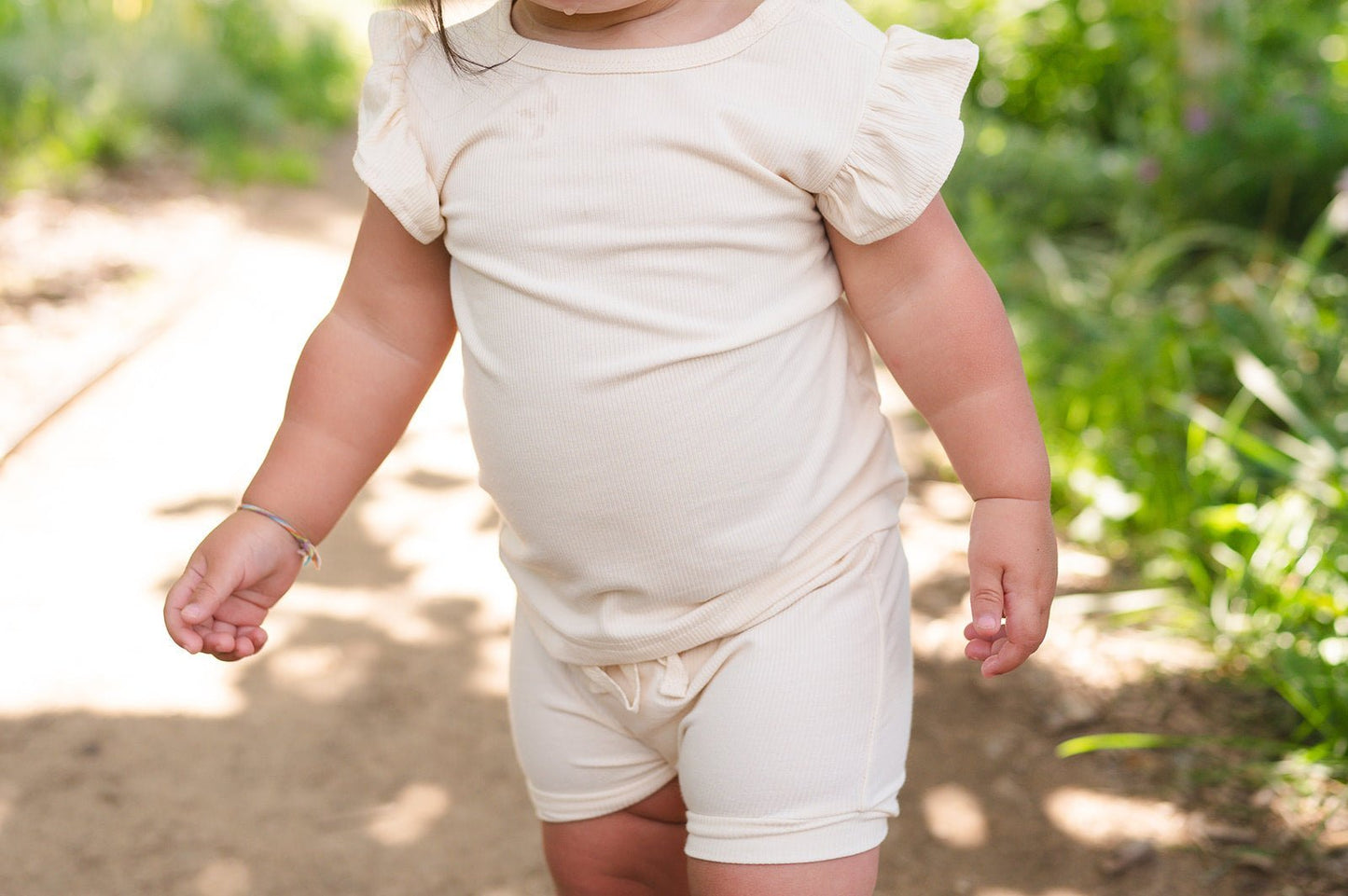 Ruffle Ribbed Short Set - Cream - Mack & Harvie