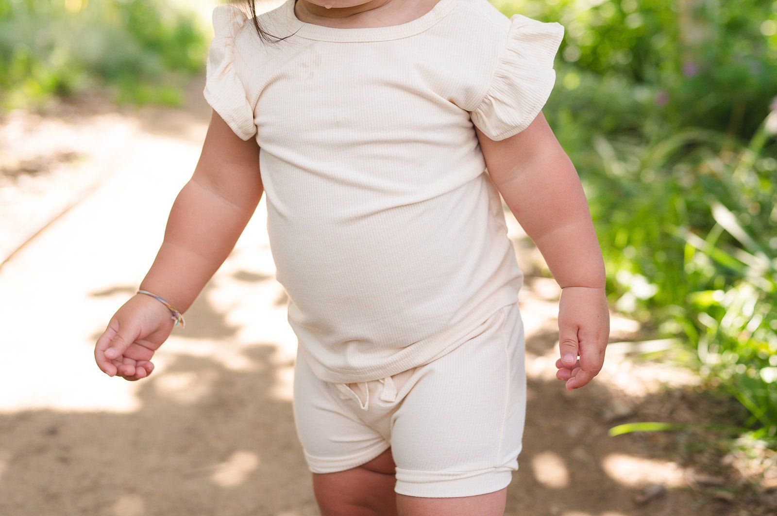 Ruffle Ribbed Short Set - Cream - Mack & Harvie