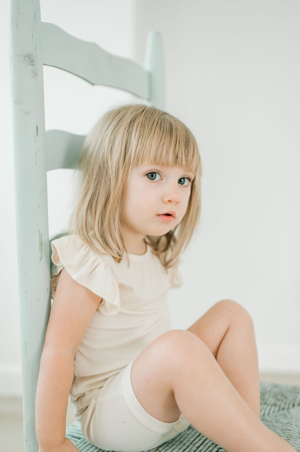 Ruffle Ribbed Short Set - Cream - Mack & Harvie