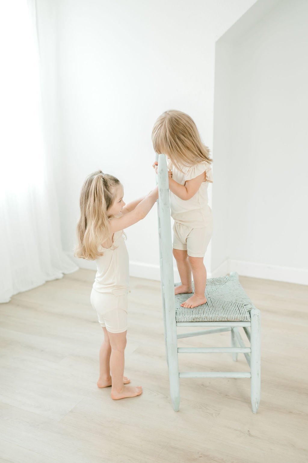 Ruffle Ribbed Short Set - Cream - Mack & Harvie