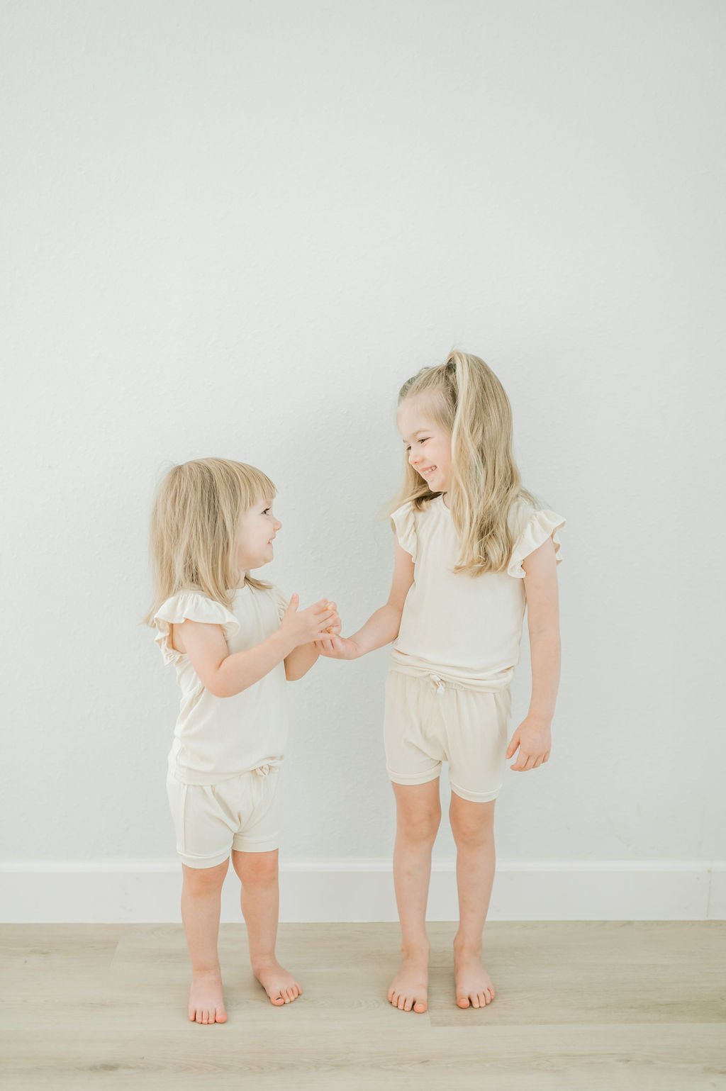 Ruffle Ribbed Short Set - Cream - Mack & Harvie