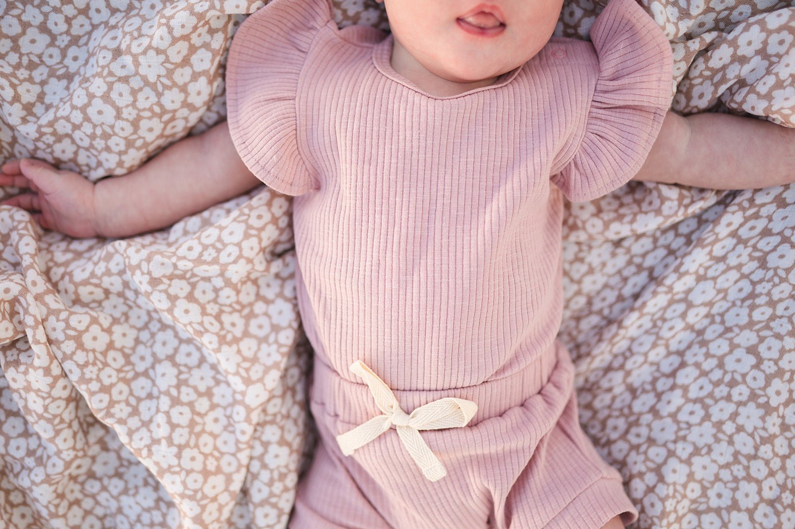 Ruffle Ribbed Short Set - Dusty Rose - Mack & Harvie