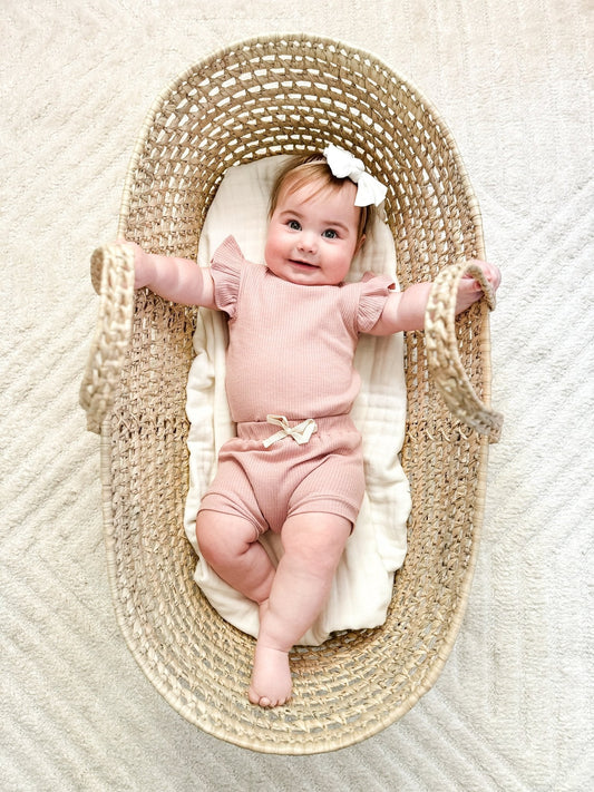 Ruffle Ribbed Short Set - Dusty Rose - Mack & Harvie