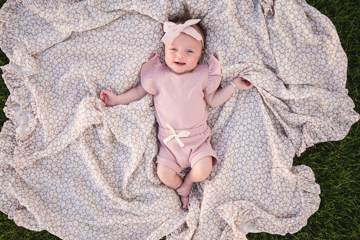 Ruffle Ribbed Short Set - Dusty Rose - Mack & Harvie