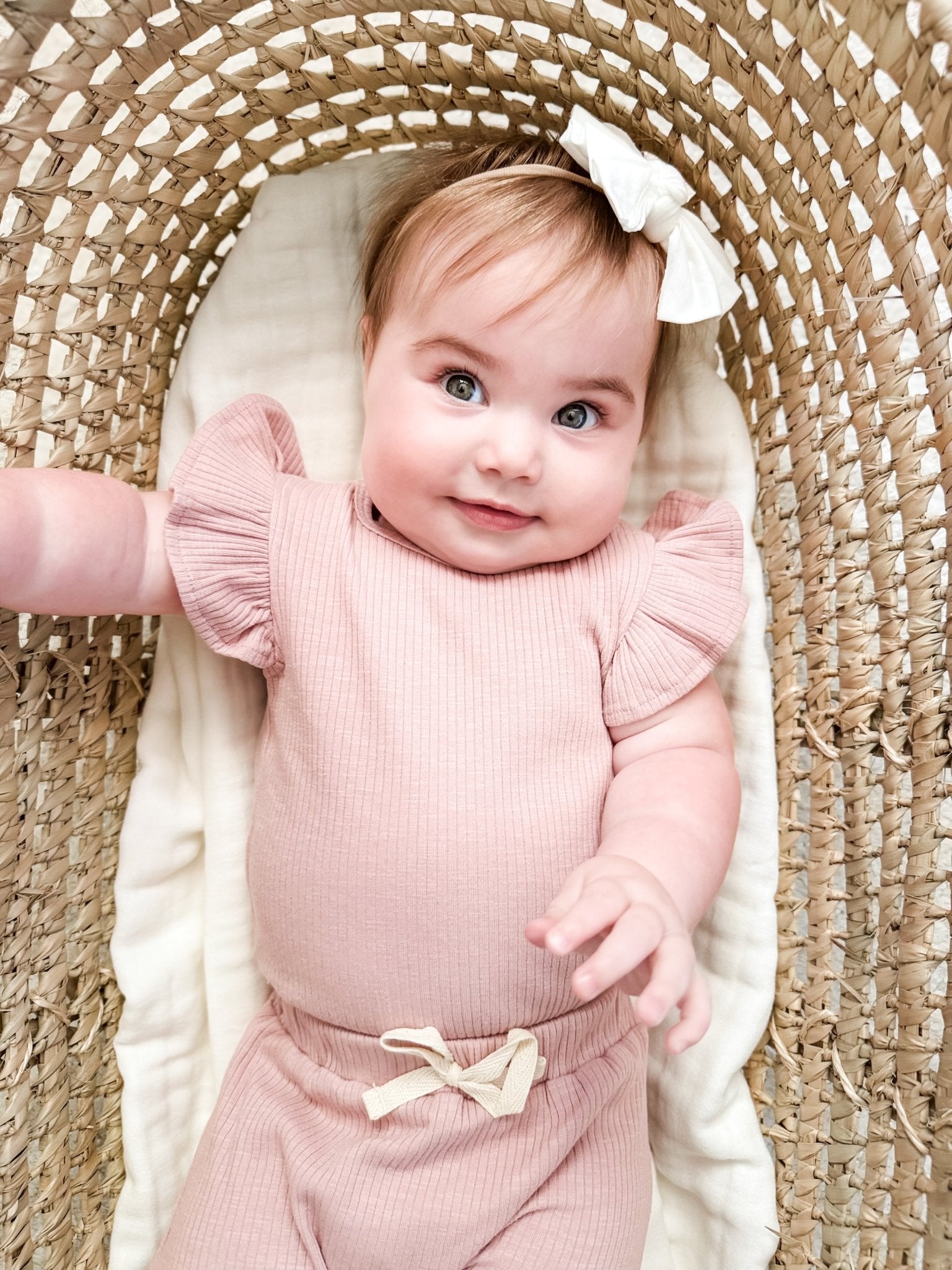 Ruffle Ribbed Short Set - Dusty Rose - Mack & Harvie