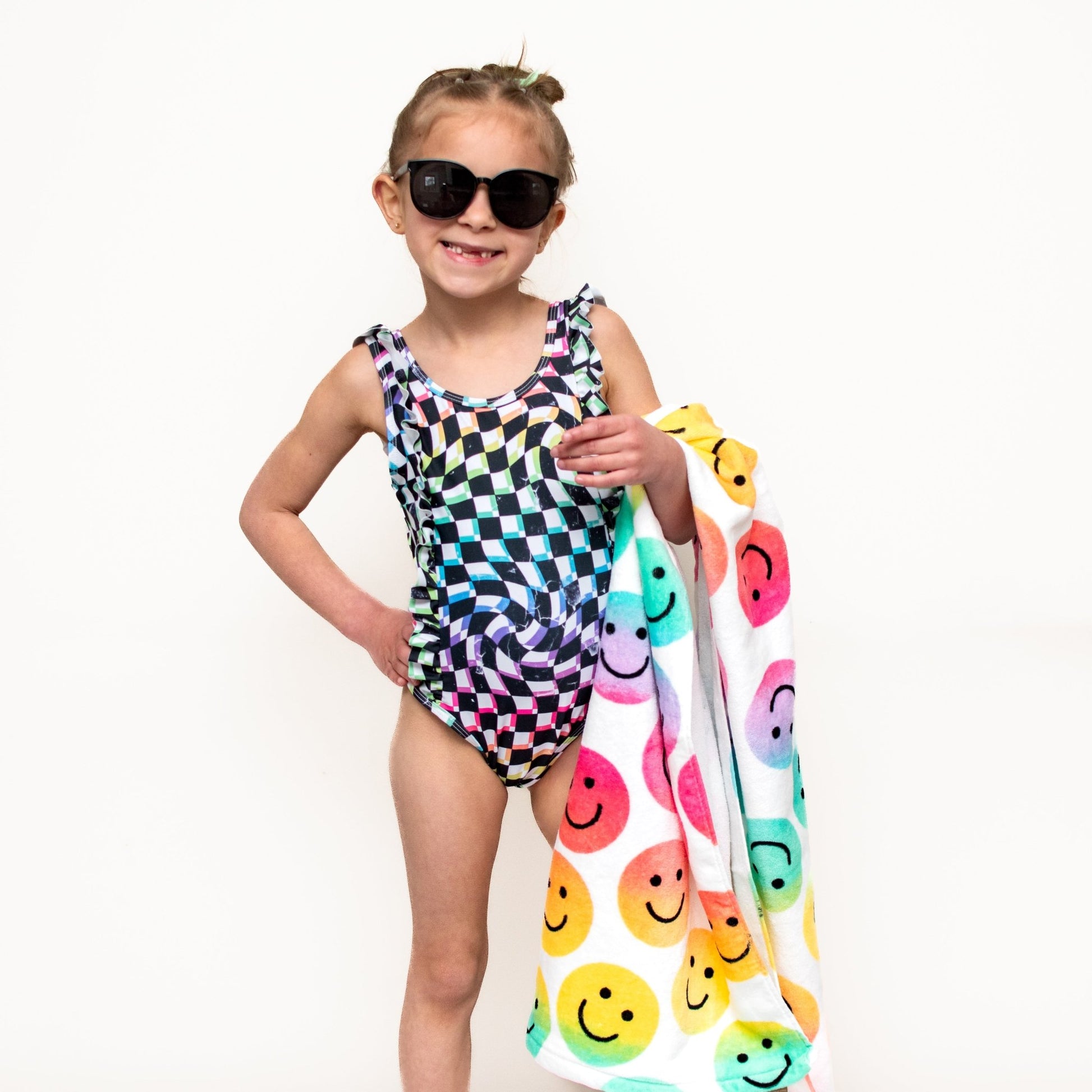 RUFFLE SWIMSUIT- Neon Check - Mack & Harvie