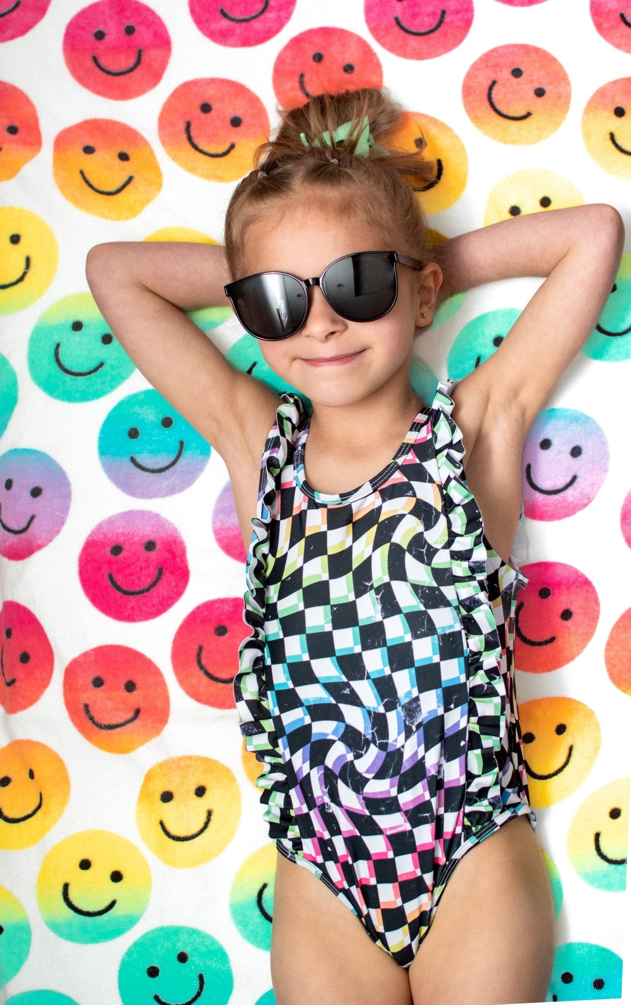 RUFFLE SWIMSUIT- Neon Check - Mack & Harvie